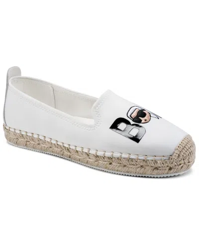 Karl Lagerfeld Women's Michaela Bonjour Slip-on Espadrilles Flats In White