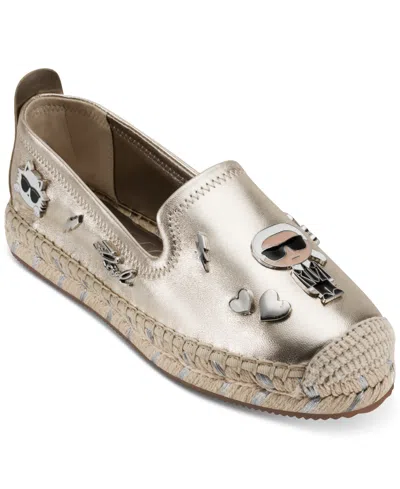 Karl Lagerfeld Women's Michaela Embellished Slip-on Espadrille Flats In White Gold