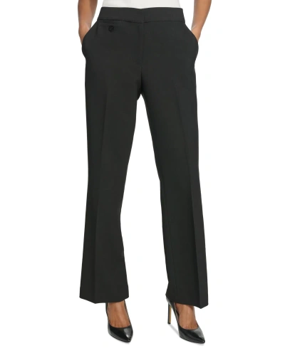 Karl Lagerfeld Women's Mid-rise Crease-front Bootcut Pants In Black