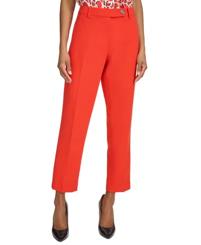 Karl Lagerfeld Women's Mid-rise Extended-tab Pants In Apple Red