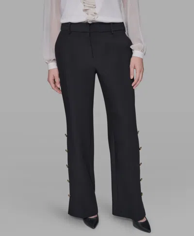 Karl Lagerfeld Women's Mid-rise Flared Pants In Black