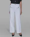 Karl Lagerfeld Women's Mid Rise Straight Leg Pants In White