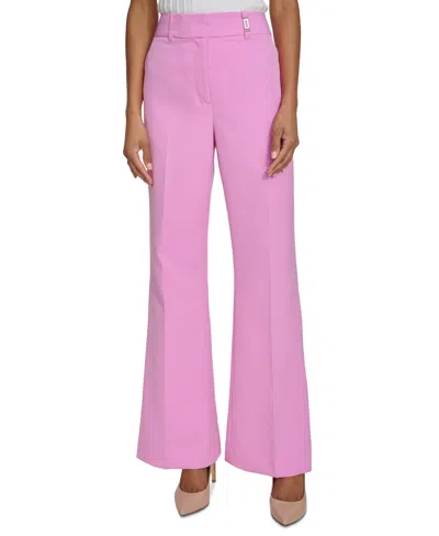 Karl Lagerfeld Women's Mid Rise Wide Leg Pants In Cyclamen Pink