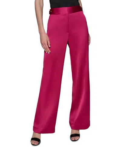 Karl Lagerfeld Women's Mid-rise Wide-leg Satin Pants In Red