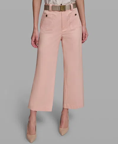 Karl Lagerfeld Women's Mid-rise Belted Pants In Pink