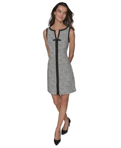 Karl Lagerfeld Women's Millenium Jacquard Contrast-frame Dress In Charcoal