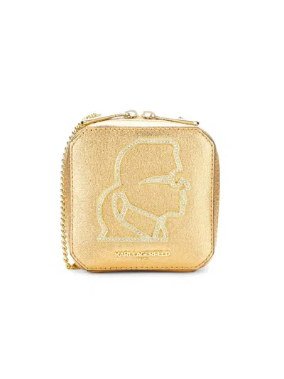Karl Lagerfeld Women's Mini Ikons Metallic Leather Crossbody Bag In Gold