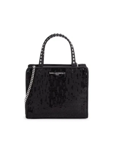 Karl Lagerfeld Women's Mini Maybelle Sequin Top Handle Bag In Black
