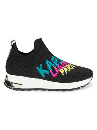 Karl Lagerfeld Women's Mirren Embroidery Low Top Slip On Sneakers In Black