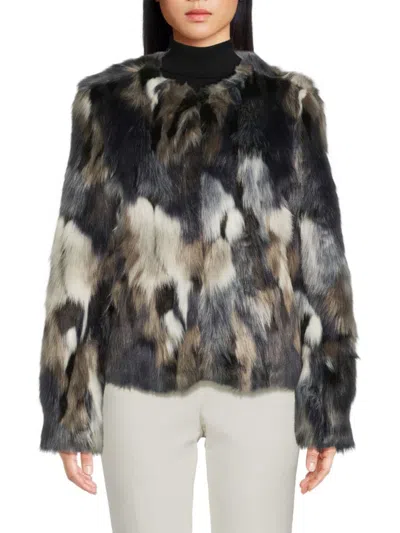 Karl Lagerfeld Women's Mixed Faux Fur Jacket In Blue Multi