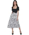 Karl Lagerfeld Women's Mixed-media Short-sleeve Midi Dress In Blk,sft White Combo