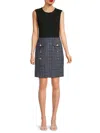 Karl Lagerfeld Women's Mixed Media Sleeveless Minidress In Multi
