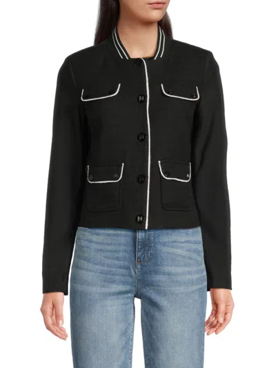 Karl Lagerfeld Women's Mixed Media Tweed Jacket In Black