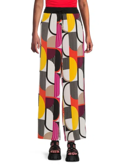 Karl Lagerfeld Women's Mixed-print Drawstring Pants In Multi
