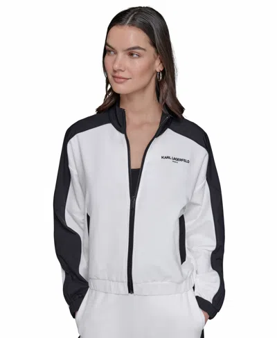 Karl Lagerfeld Women's Mock-neck Colorblocked Jacket