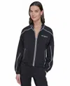 Karl Lagerfeld Women's Mock-neck Colorblocked Jacket In Black
