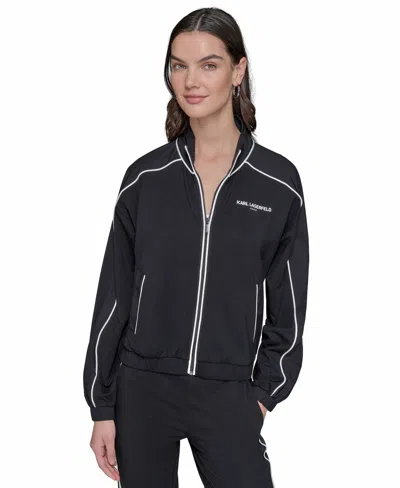 Karl Lagerfeld Women's Mock-neck Colorblocked Jacket