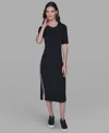 Karl Lagerfeld Women's Mock Neck Logo Trim Dress In Black