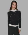 Karl Lagerfeld Women's Mock Neck Long Sleeve Sweater In Black