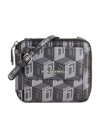 Karl Lagerfeld Women's Monogram Cube Crossbody Bag In Gray