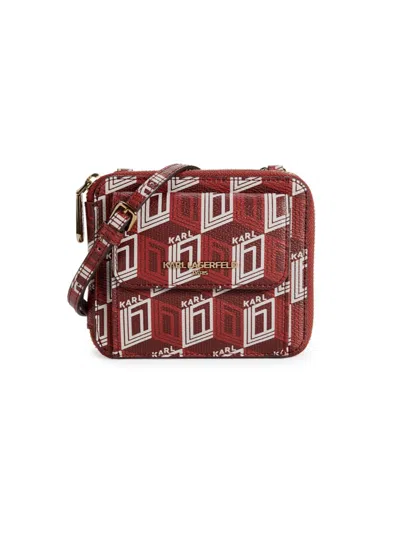 Karl Lagerfeld Women's Monogram Cube Crossbody Bag In Red Logo