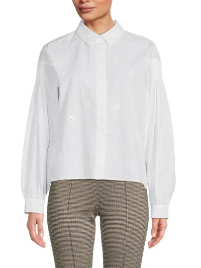 Karl Lagerfeld Women's Monogram Drop Shoulder Shirt In White