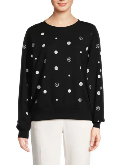 Karl Lagerfeld Women's Monogram Print Sweatshirt In Black White