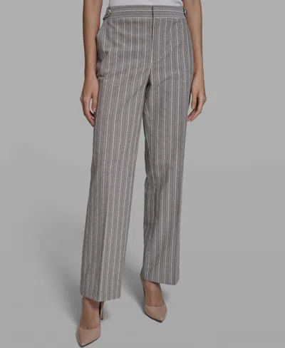Karl Lagerfeld Women's Multi-stripe Straight Pants In Gray