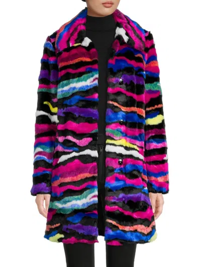 Karl Lagerfeld Women's Multicolor Faux Fur Coat In Neutral