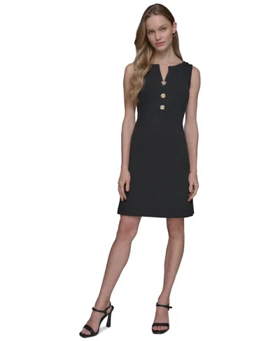 Karl Lagerfeld Women's Notch-neck Sleeveless Dress In Black