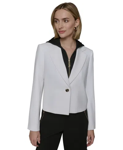 Karl Lagerfeld Women's Notched-collar Hoodie Blazer In Soft White