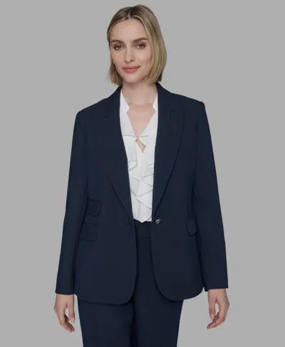 Karl Lagerfeld Women's Notched Lapel One Button Blazer In Blue