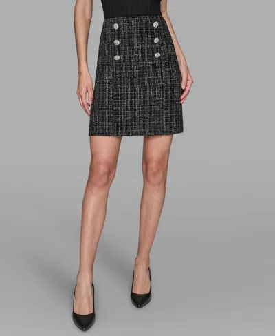 Karl Lagerfeld Women's Novelty Button Detail Mini Skirt In Multi