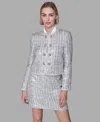 Karl Lagerfeld Women's Novelty Button Front Jacket In Silver