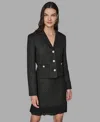 Karl Lagerfeld Women's Novelty Cropped Button Front Jacket In Black