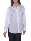 Karl Lagerfeld Women's October Fashion Hot Fix Poplin Top In White