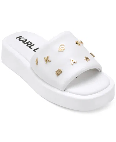 Karl Lagerfeld Women's Opal Studded Sandals In Bright White