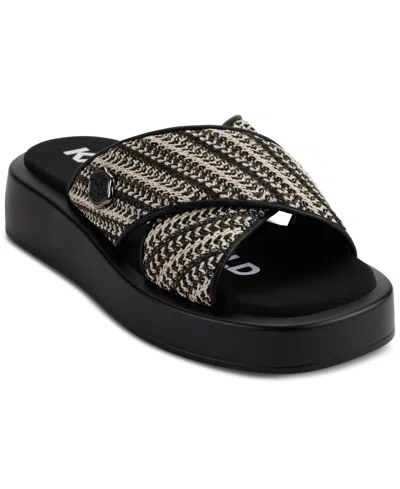 Karl Lagerfeld Women's Ophelia Woven Slip-on Platform Sandals In Black,cream