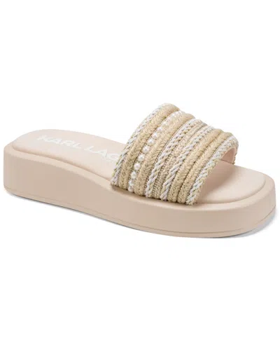 Karl Lagerfeld Women's Ortley Platform Slides In Gold