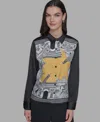 Karl Lagerfeld Women's Panelled Graphic Print Satin Shirt In Multi