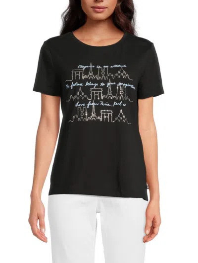 Karl Lagerfeld Women's Paris Scene T-shirt In Black Blue