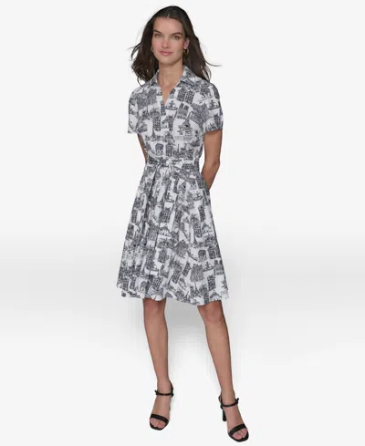 Karl Lagerfeld Women's Paris Toile Tie-waist Dress In Multi