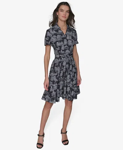 Karl Lagerfeld Women's Paris Toile Tie-waist Dress In Black