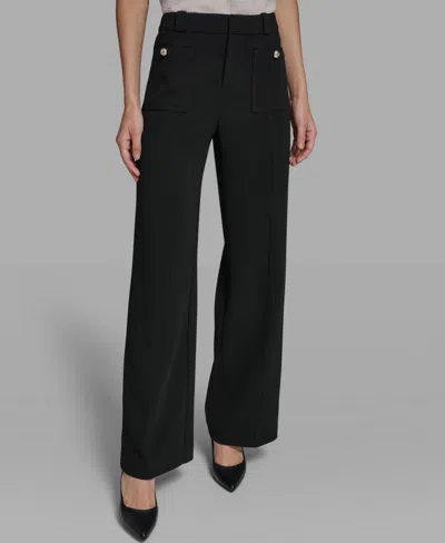 Karl Lagerfeld Women's Patch Pocket Straight Pants In Black