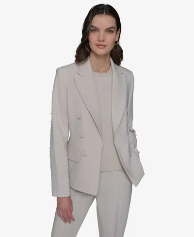 Karl Lagerfeld Women's Peak-lapel Open-front Jacket In Pavement
