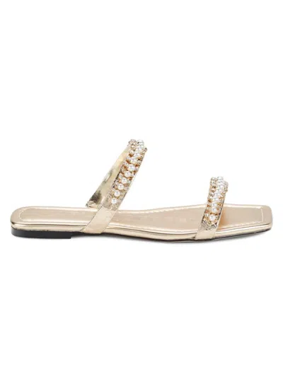 Karl Lagerfeld Women's Penna Faux Pearl Embellished Flat Sandals In Champagne