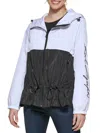 Karl Lagerfeld Women's Peplum Hooded Windbreaker In Black