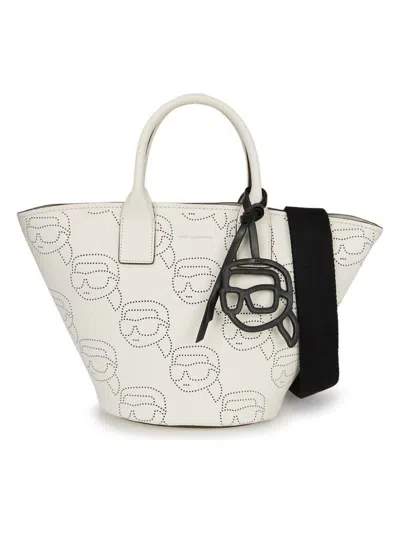 Karl Lagerfeld Women's Perforated Karlitos White Tote In Offwhite
