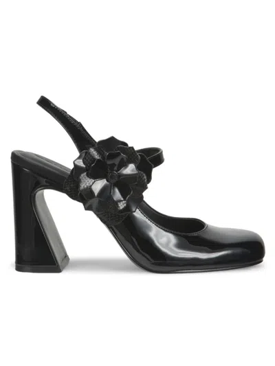 Karl Lagerfeld Women's Pierra 100mm Slingback Flower Heels In Black