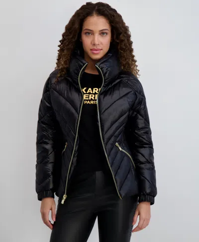 Karl Lagerfeld Women's Pillow-collar Puffer Coat In Blue